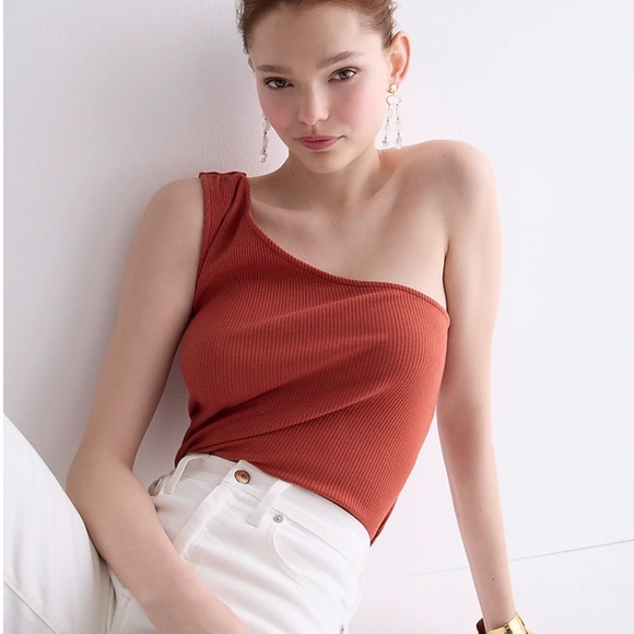 NWT J Crew One-shoulder tank in vintage rib, black, size small - Picture 4 of 4